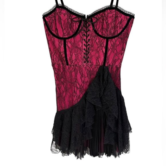Alice + Olivia Black by stacey bendet Chantil Lace Corset Mini Dress - Sz 2 - Picture 6 of 11